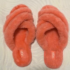 New UGG Women's Plush Coral Scuffita Genuine Slide Slippers